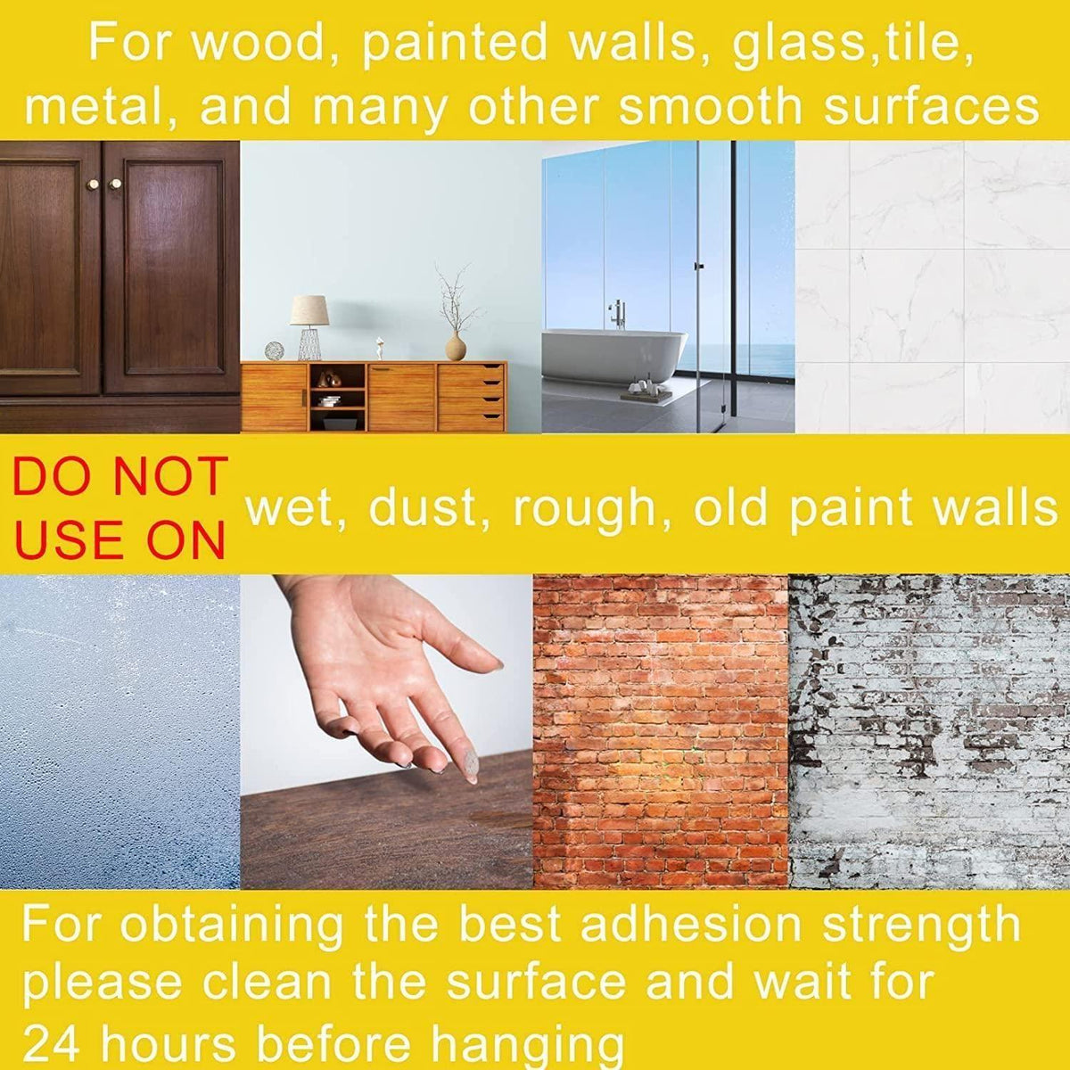 Wall Hooks on Adhesive Plates, Pack of 10